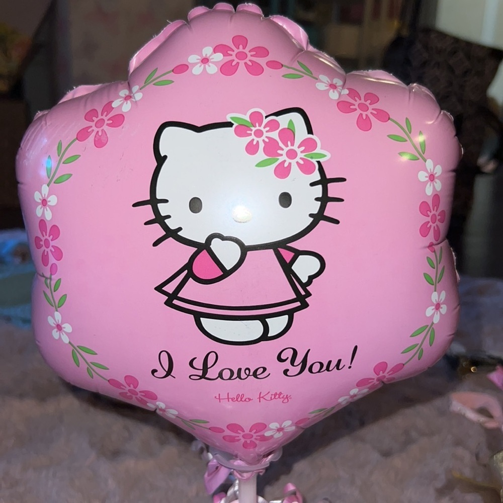 Hello Kitty I love you balloon 18 count valentine heart napkins pink curl ribbon - Picture 3 of 5